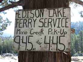 Lake Thomas Edison Ferry to Vermilion Valley Resort